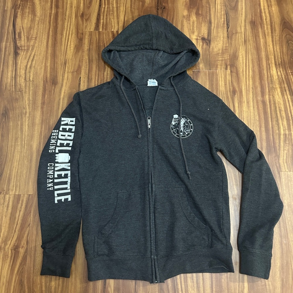 Rebel Kettle Brewing Company Arkansas Zip Up Hoodie Charcoal Gray Small Delta